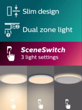 SceneSwitch Technologie in Philips Ozziet Deckenleuchte