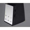 Trio R52681102 LED-Tischleuchte Linus 1x2W | 135lm | 4500+6000+3000K | IP20 - einstellbare Lichtfarbe, Bluetooth-Lautsprecher, USB-Anschluss mit Ladefunktion, Temperaturanzeige, neigbarer Kopf, Touch-Display, Weckfunktion, schwarz