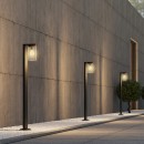 Trio 411660132 Außensäule Ardila 1x40W | E27 | IP44 - Dimmsensor, Licht an/aus Schalter, mattschwarz, transparentes Glas