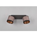 REALITY R81552041 Pendel-Deckenstrahler Davos 2x10W | E14 | IP20 - Stoffschirm, schwarz matt/taupe