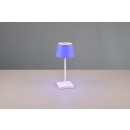 Trio R54126131 LED-Tischleuchte Sanchez 1x2,1W | 140lm | 3000+4000+5000K | IP44 - einstellbare Lichtfarbe, Akkubetrieb, USB-C-Anschluss mit Ladefunktion, RGBW-Farbwechsel, Dimmer mit Sensor, mattweiß