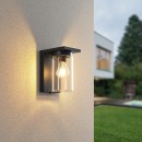 Trio 211660132 Außenwandleuchte Ardila 1x40W | E27 | IP44 - Dimmersensor, Ein/Aus-Schalter, mattschwarz, transparentes Glas