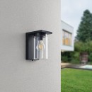 Trio 211660132 Außenwandleuchte Ardila 1x40W | E27 | IP44 - Dimmersensor, Ein/Aus-Schalter, mattschwarz, transparentes Glas