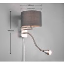 Trio 271170211 LED Wandleuchte Hotel 1x40w | E14 + 1X LED 31W | 310lm | 3000k - flexibler Arm, getrennte Schalter, mattes Nickel, Grau