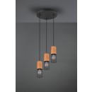 TRIO 304330332 Pendelleuchte Tosh 3x40W | E27 | IP20 - schwarz mit braun