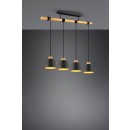 Trio 312700432 Deckenleuchte Harris 4x40w | E27 - einstellbare Höhe, Holz, schwarz