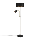 Trio 416900208 Stehleuchte Motel 1x60W+10W | E27+E14 - flexibler Arm, separate Schalter, Messing, schwarz