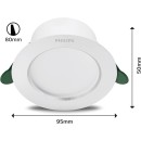 Philips 8720169308169 LED Einbauleuchte Diamond Cut | 4,8W integrierte LED-Quelle | 800lm | 3000K