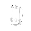 Rabalux 5253 Petunia 3x60w Hängende Deckenleuchte | E27 - Rauchglas, Chrom