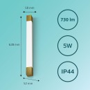 Philips 8720169299511 LED Wandleuchte über dem Spiegel Rover  | 10W integrierte LED-Quelle | 1100lm | 2700K