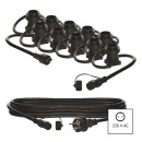 Emos DCPZ01 Garten-Verbindungslichterkette + Partykabel 7,35m 10xE27 | IP44 - max. 750W, schwarz