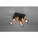 TRIO 804300432 Spotleuchte Deckenleuchte Tosh 4x40W | E14 | IP20 - schwarz mit braun