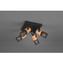 TRIO 804300432 Spotleuchte Deckenleuchte Tosh 4x40W | E14 | IP20 - schwarz mit braun