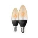 Philips Hue 8719514302211 LED Filament 2x45w | E14 | 3000lm | 2100k - Set 2 Stück, Bluetooth, dimmbar, weiß