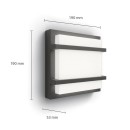 Philips 8720169276888 LED Außenwandleuchte Petronia | 3,8W integrierte LED-Quelle | 800lm | 2700K