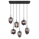 Globo 15345-6 Pendel-Deckenleuchte Blacky I 6x40W | E14 - schwarz, rauchfarben