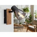 Globo 54307-1W Wandleuchte Claude 1x40W | E14 - schwarz, Holz, rauchig