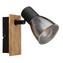 Globo 54307-1W Wandleuchte Claude 1x40W | E14 - schwarz, Holz, rauchig