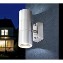 Globo 3201-2L Außenwandleuchte Style 2x5W | GU10 LED | 210L | 3000K | IP44 - inklusive Leuchtmitteln, Edelstahl