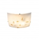 Globo 40393-2 Deckenleuchte Taveuni 2x60W | E27 - chrom, satiniertes Glas, Bernstein-Kristall