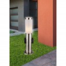 Globo 3158K Außenstehleuchte Boston 1x60W | E27 | IP44- 2 eingebaute Steckdosen, Messing, opal