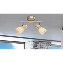 Globo 54352-2 Wand- oder Deckenleuchte Gylfi 2x40W | E14 - Opal, matt, Nickel, Holz
