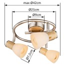 Globo 54352-3 Deckenleuchte Gylfi 3x40W | E14 - Opal, matt, Nickel, Holz