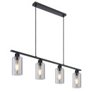 Globo 15465-4H Pendel-Deckenleuchte Hadera 4x60W | E27 - schwarz, rauchfarben