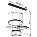 Globo 67193-55H LED-Deckenpendelleuchte Halli 1x55W | 1800lm | 2700-6000K- Fernbedienung, dimmbar, Nachtmodus, Memory-Funktion, opal, schwarz