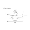 Globo 3670 LED Ventilator mit Licht KARI  | 22W integrierte LED-Quelle | 1660lm | 3000/4500/6000K | Ventilator