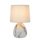 Lucide 47508/81/31 Tischlampe Marmo 1x40w | E14 - weiß, Keramik, Kabelschalter