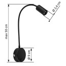 Globo 57311B LED-Wandleuchte Milly 1x3W | 180lm | 3000K - Schalter am Gehäuse, schwarz