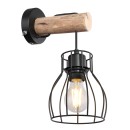 Globo 15326NW Wandleuchte Mina 1x40W | E27 - schwarz, Holz