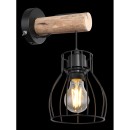 Globo 15326NW Wandleuchte Mina 1x40W | E27 - schwarz, Holz