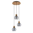 Italux PND-67505-3-WD Pendelleuchte Velma | 40W E27 | Holzdekor | rauchfarben