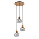 Italux PND-67505-3-WD Pendelleuchte Velma | 40W E27 | Holzdekor | rauchfarben