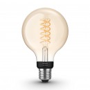Philips Hue 8718699688882 LED Lampe Filament Globe 1x7W | E27 | 2100K - Bluetooth weiß