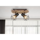 Globo 54017W-2 Pendel-Deckenstrahler Priska 2x60W | E27- schwarz, Holz