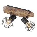 Globo 54017W-2 Pendel-Deckenstrahler Priska 2x60W | E27- schwarz, Holz