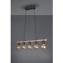 TRIO R30605032 Pendelleuchte Einar 5x40W | E27 | IP20 - schwarz mit braun
