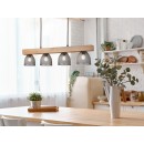 Trio R3070406 Deckenleuchte Cestino 4x28W | E14 - Antiknickel, Holz