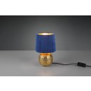 TRIO R50821012 Tischleuchte Sophia 1x40W | E14 | IP20 - Kabelschalter, mit dem blauen gold
