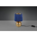 TRIO R50821012 Tischleuchte Sophia 1x40W | E14 | IP20 - Kabelschalter, mit dem blauen gold