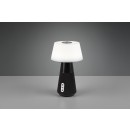 TRIO R52041142 LED Tischleuchte mit Lautsprecher DJ 1x4,5W | 600L | 2700-4500-6500K | IP20 - Temperatureinstellung Beleuchtung, 3-Phasen-dimmbar, Bluetooth, Akku, Laden über USB, weiß mit schwarz