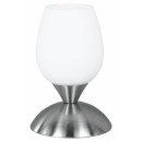 Trio R59441007 Tischleuchte Cup II 1x40W | E14 - Berührungsschalter, silber, weiß