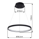 Globo 67192-19B LED-Deckenpendelleuchte Ralph 1x19W | 900lm | 3000K - schwarz, opal