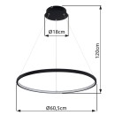 Globo 67192-29B LED-Deckenpendelleuchte Ralph 1x29W | 1250lm | 3000K - höhenverstellbar, schwarz, opal