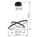 Globo 67192-42B LED-Deckenpendelleuchte Ralph 1x42W | 1500lm | 3000K - dimmbar, Memory-Funktion, schwarz, opal