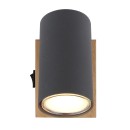 Globo 57911-1G Wandleuchte Robby 1x25W | GU10 - Schalter am Gehäuse, schwarz, Holz