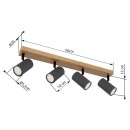 Globo 57911-4G Deckenstrahler Robby 4x35W | GU10 - schwarz, Holz